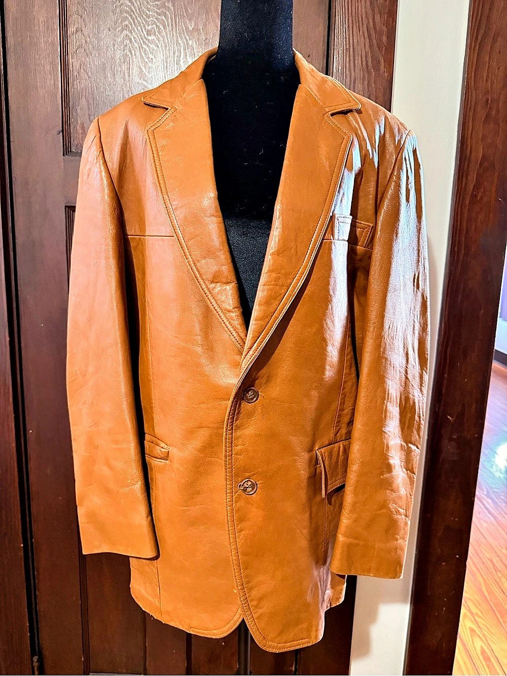 CRESCO Leather Blazer Brown Size 42